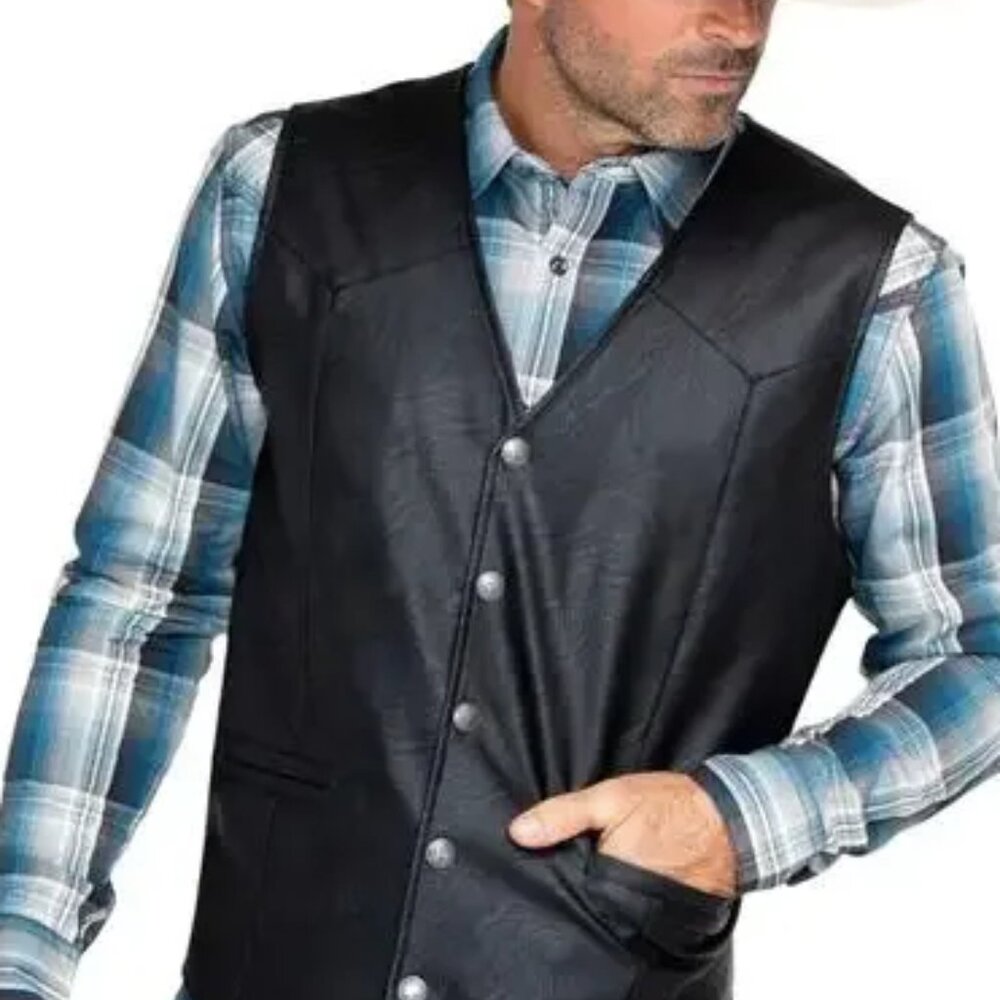 Cody James Pebble PU Leather Deadwood Vest Men's size M
